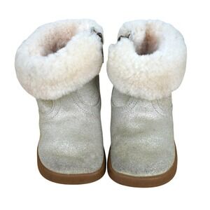 UGG Kids Jorie II Metallic‎ Boot With Shearling Cuff Beige Sz 4T/5T